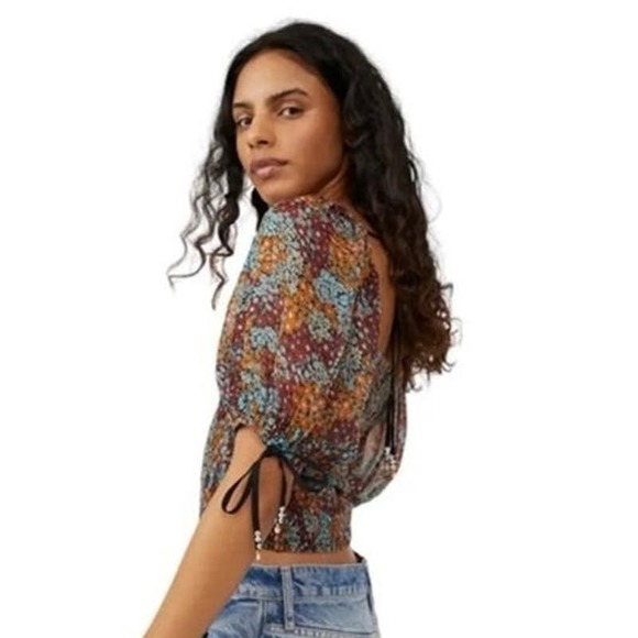 NEW Free People Back on Top‎ Floral Summer Crop Top Shirt Small - Picture 2 of 8